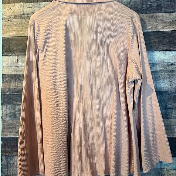 Marla‎ Wynne Womens Textured Crepe Button Up Collared Blouse 1X Mauve Lagenlook - Picture 2 of 4